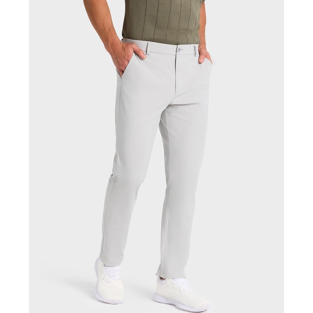 SNOWTEN Mens Golf Pants Silver Grey Stretch Performance Trousers 36W x 32L NEW‎